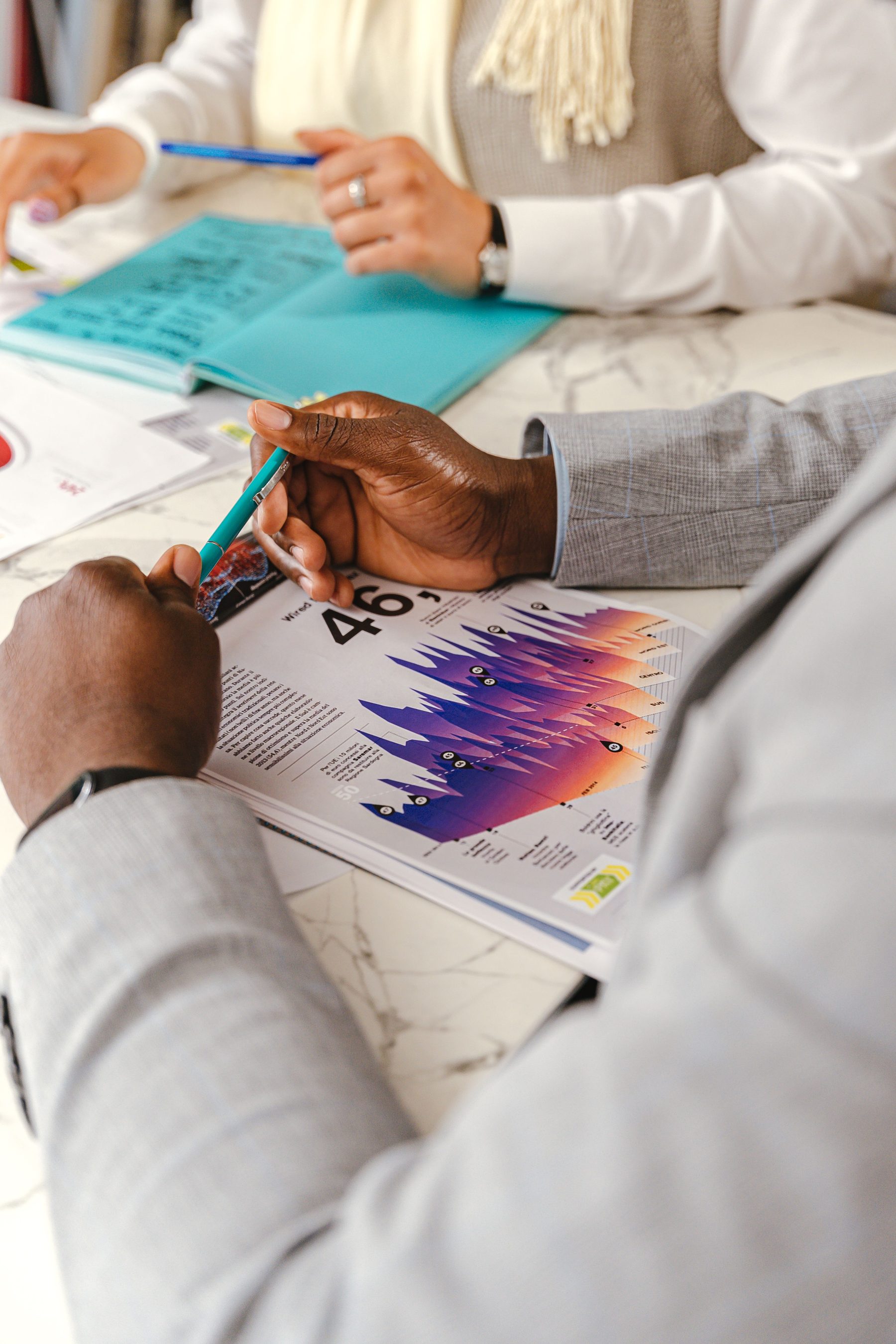 Equipe analisando crescimento e prioridades empresariais